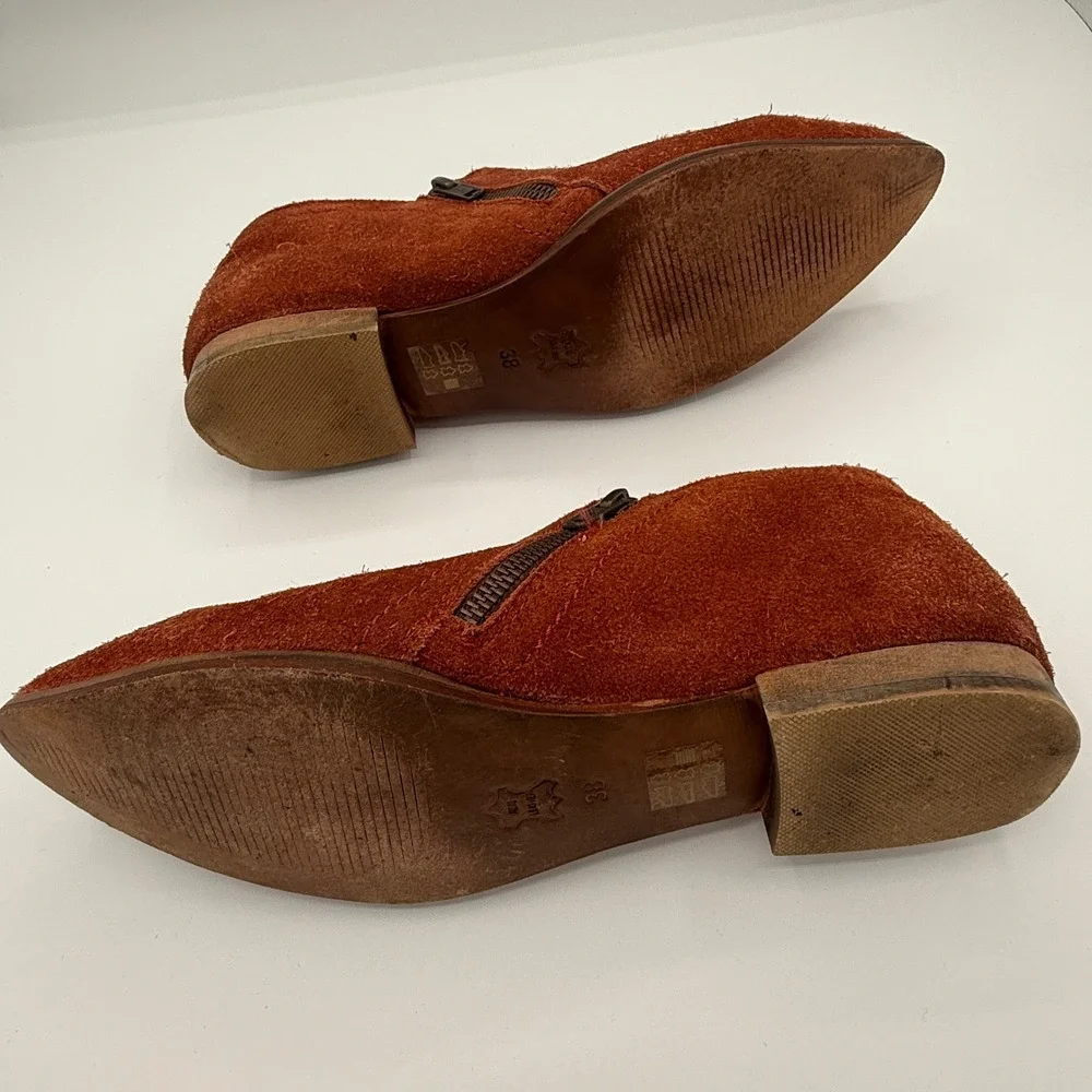 Free People Rust Suede Pointed Ankle Booties RUNS SMALL (more like Sz 7)